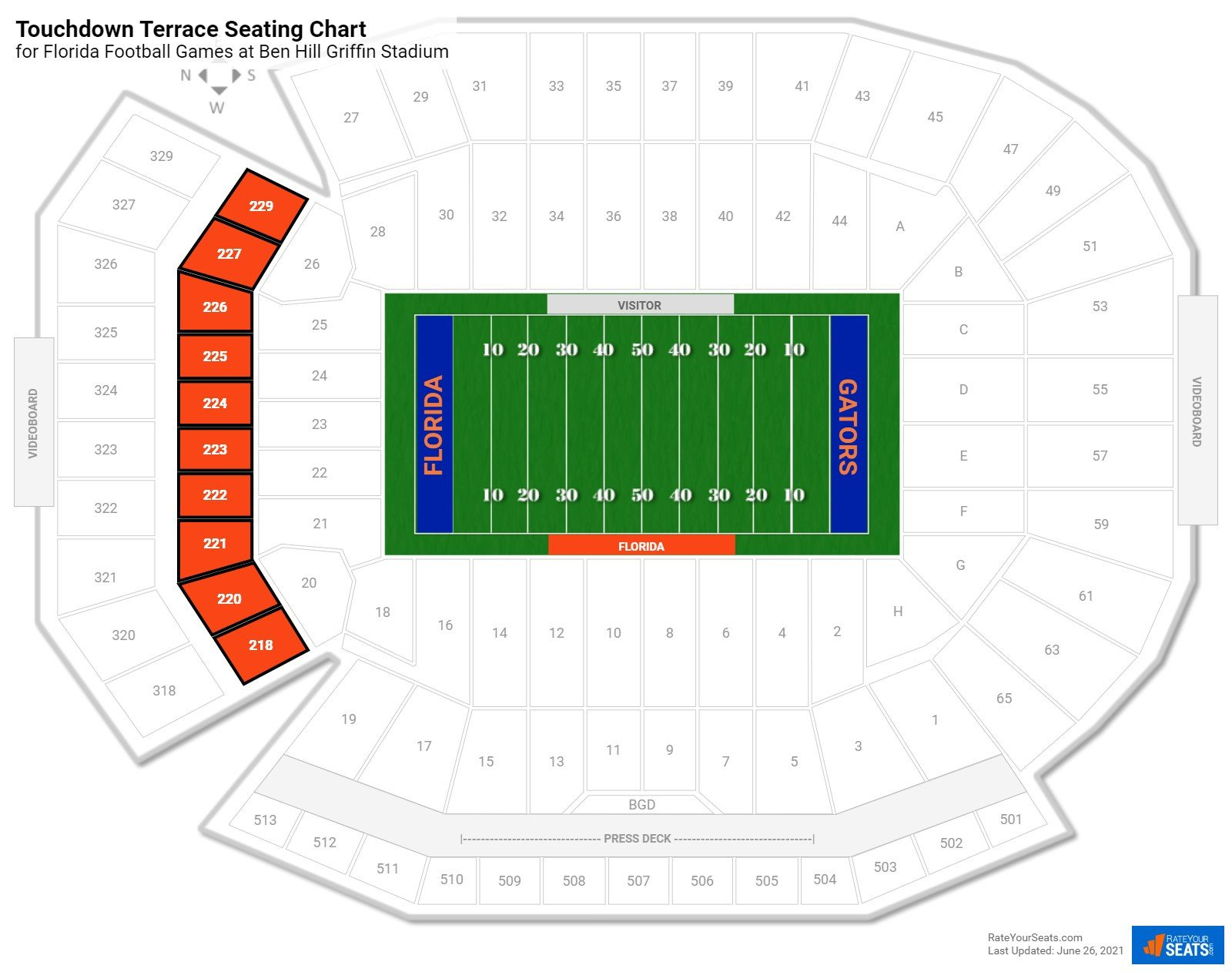 Ben Hill Griffin Stadium Seating Guide - Rateyourseats with regard to University of Florida Stadium Map