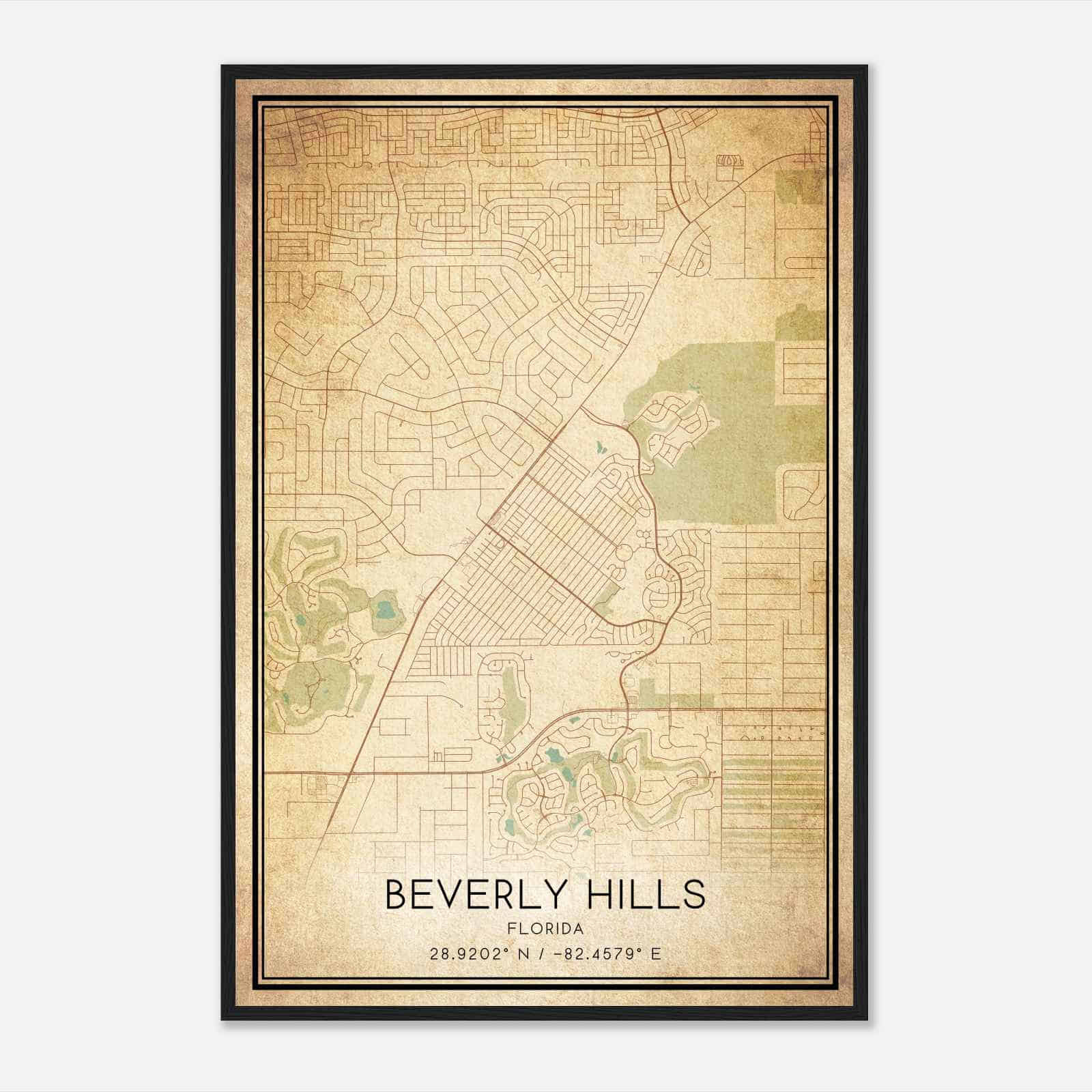 Beverly Hills Florida Map Poster, Modern Home Decor Wall Art Print within Map of Beverly Hills Florida