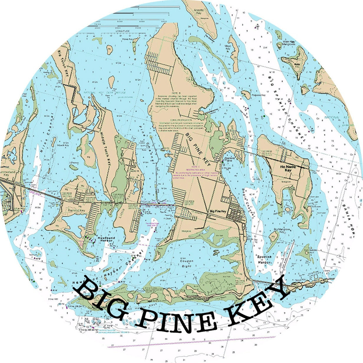 Big Pine Key, Map Of Florida Keys, Round Or Square Coasters with regard to Map Of Big Pine Key Florida