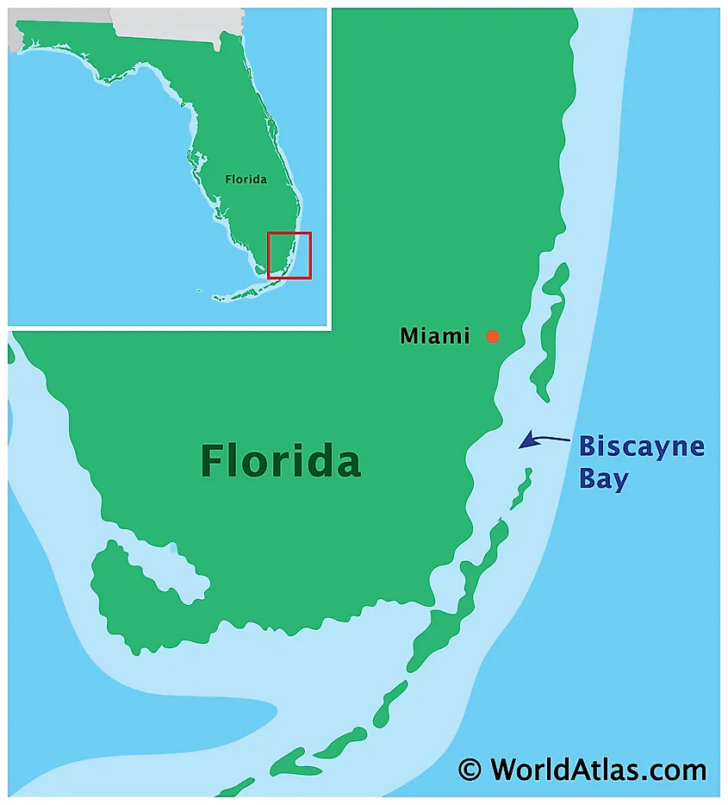 Map of Biscayne Bay Florida