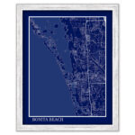 Bonita Beach, Florida   Contemporary Map Poster Blueprint In Map Of Bonita Beach Florida