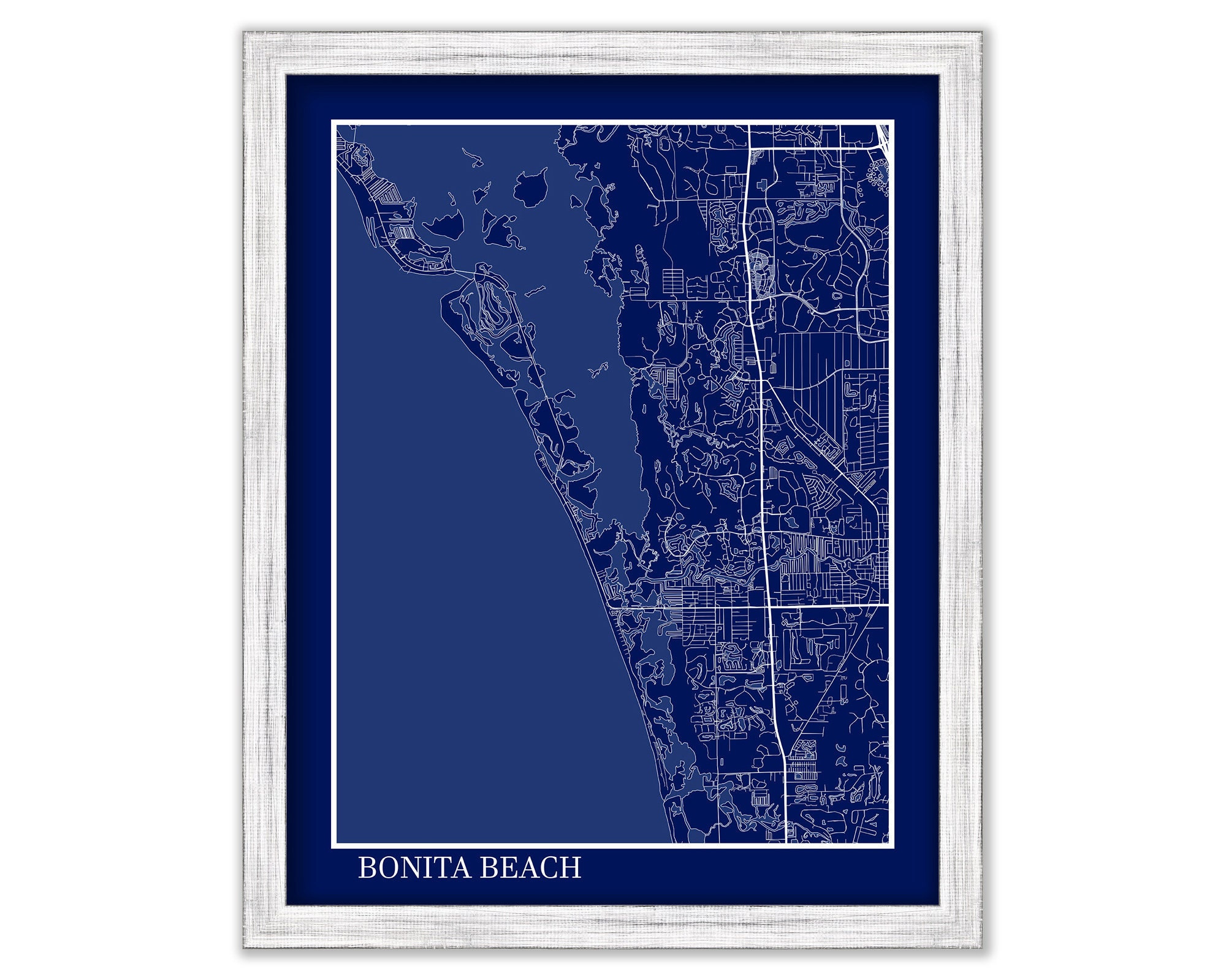 Bonita Beach, Florida - Contemporary Map Poster Blueprint in Map Of Bonita Beach Florida