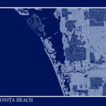 Bonita Beach, Florida   Contemporary Map Poster Blueprint Within Map Of Bonita Beach Florida