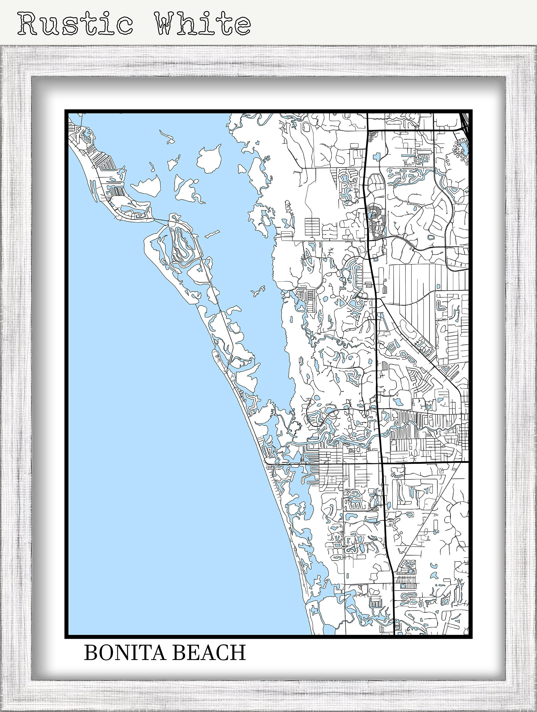 Bonita Beach, Florida - Contemporary Map Poster - Etsy.de regarding Map Of Bonita Beach Florida