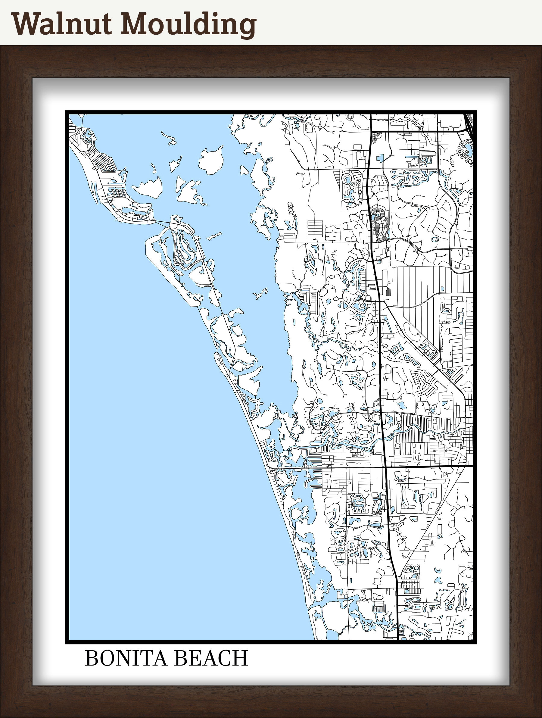 Bonita Beach, Florida - Contemporary Map Poster - Etsy.de regarding Map Of Bonita Springs Florida