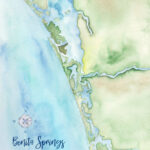 Bonita Springs Fl Watercolor Map   Etsy Pertaining To Bonita Springs Map Of Florida