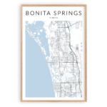 Bonita Springs Florida Map Print Unframed, Florida Map Print, City Map Print Within Map Of Florida With Bonita Springs