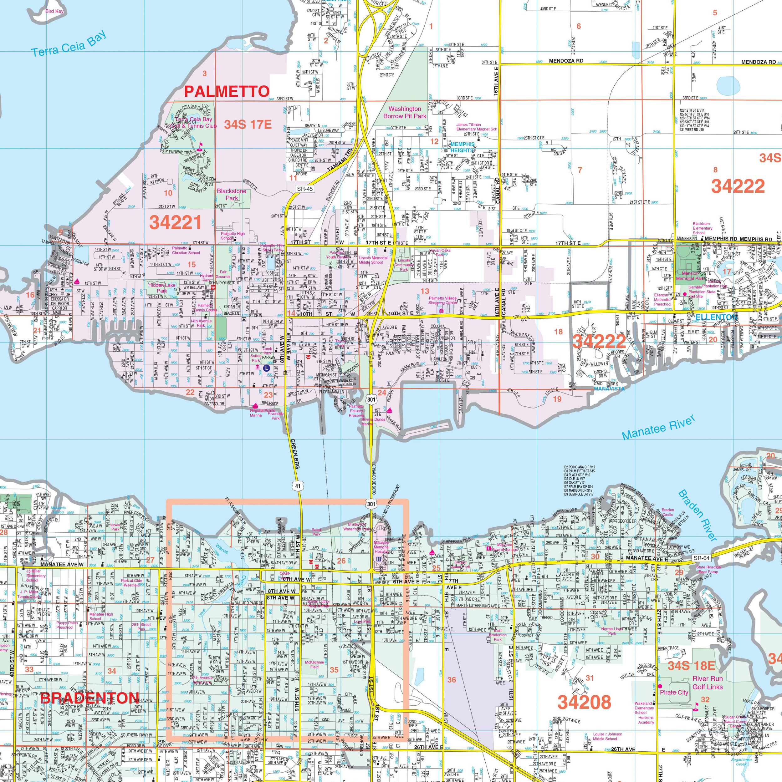 Bradenton &amp;amp; Manatee County, Fl Wall Mapkappa - The Map Shop intended for Map Of Florida With Bradenton