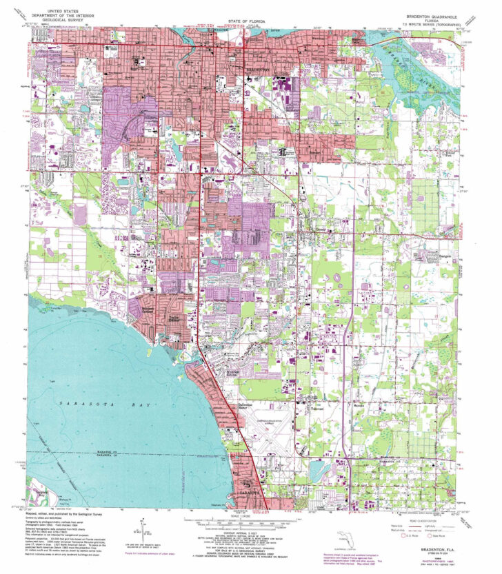 Map of Florida Showing Bradenton