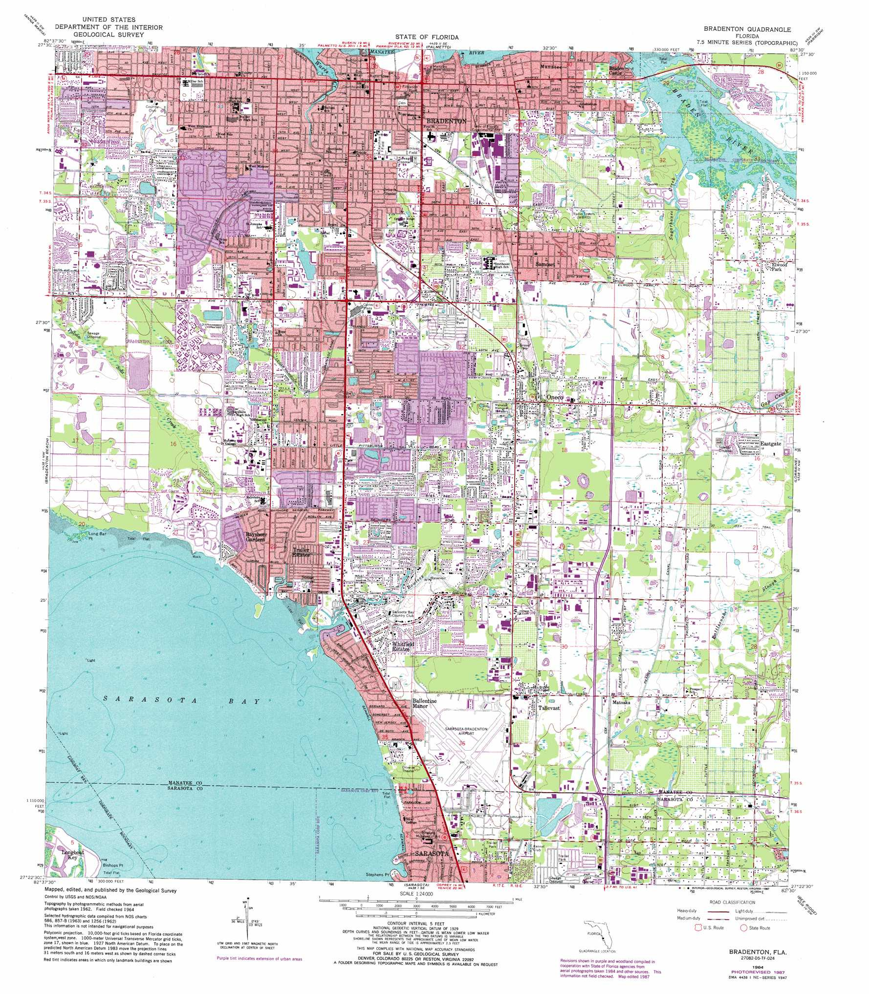 Bradenton Topographic Map 1:24,000 Scale, Florida pertaining to Map Of Florida Showing Bradenton