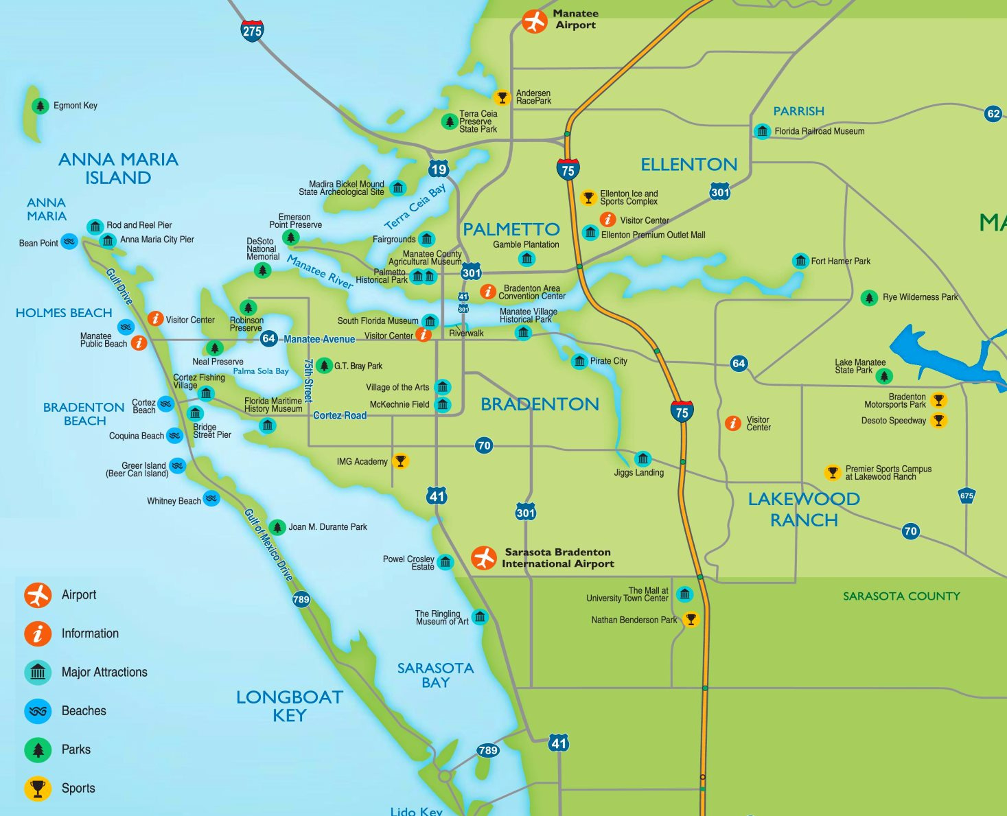 Bradenton Tourist Map - Ontheworldmap throughout Map Of Bradenton Florida Area