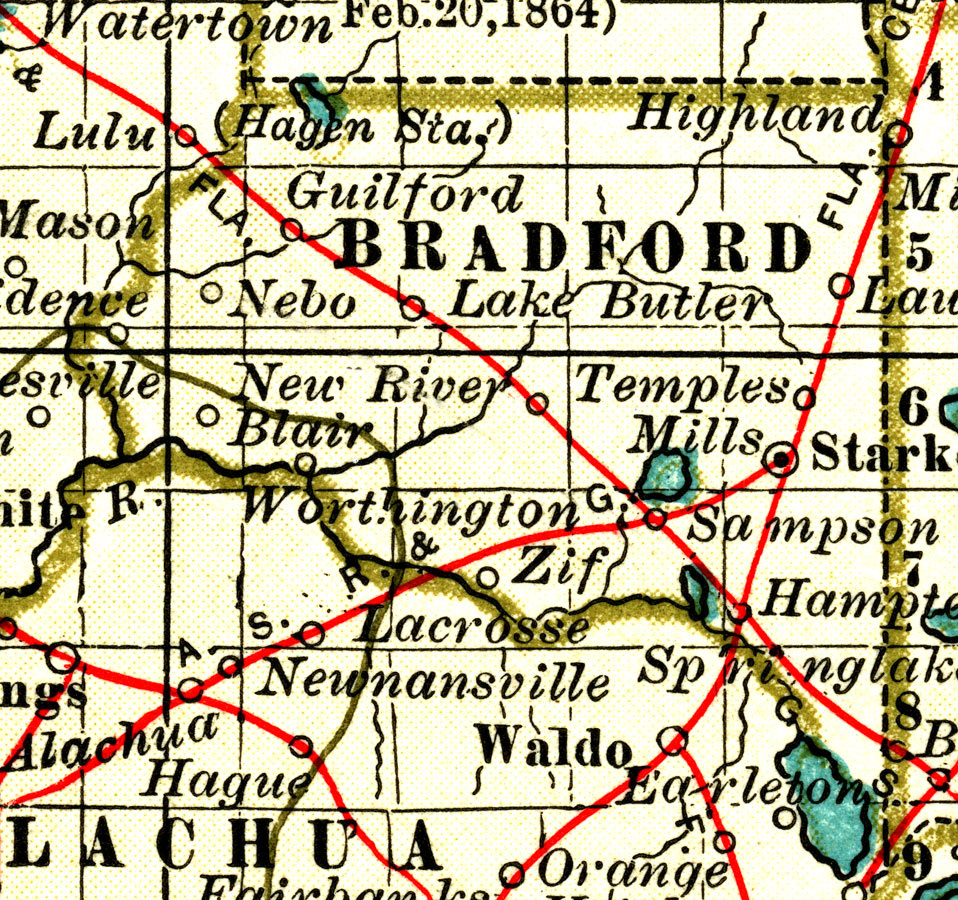 Bradford County, 1897 throughout Map of Bradford County Florida
