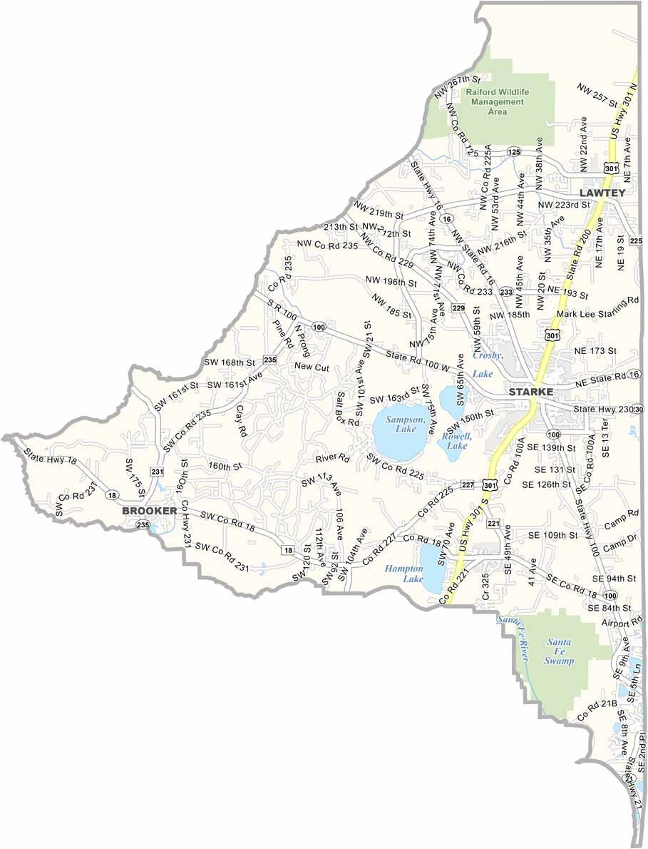 Bradford County Map, Florida - Us County Maps pertaining to Map Of Bradford County Florida