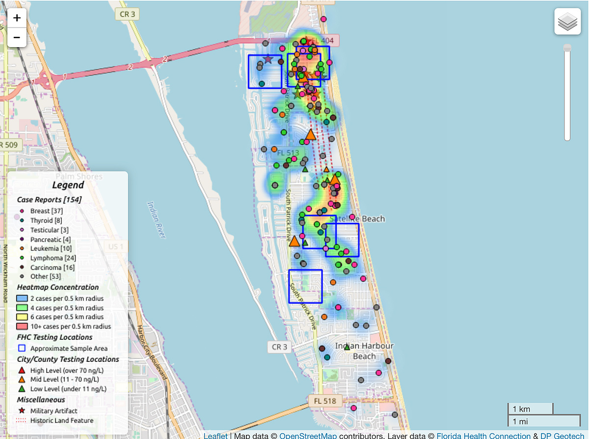 Breaking Down The Numbers: Satellite Beach Cancer Case Mapping pertaining to Map Of Cancer Clusters In Florida