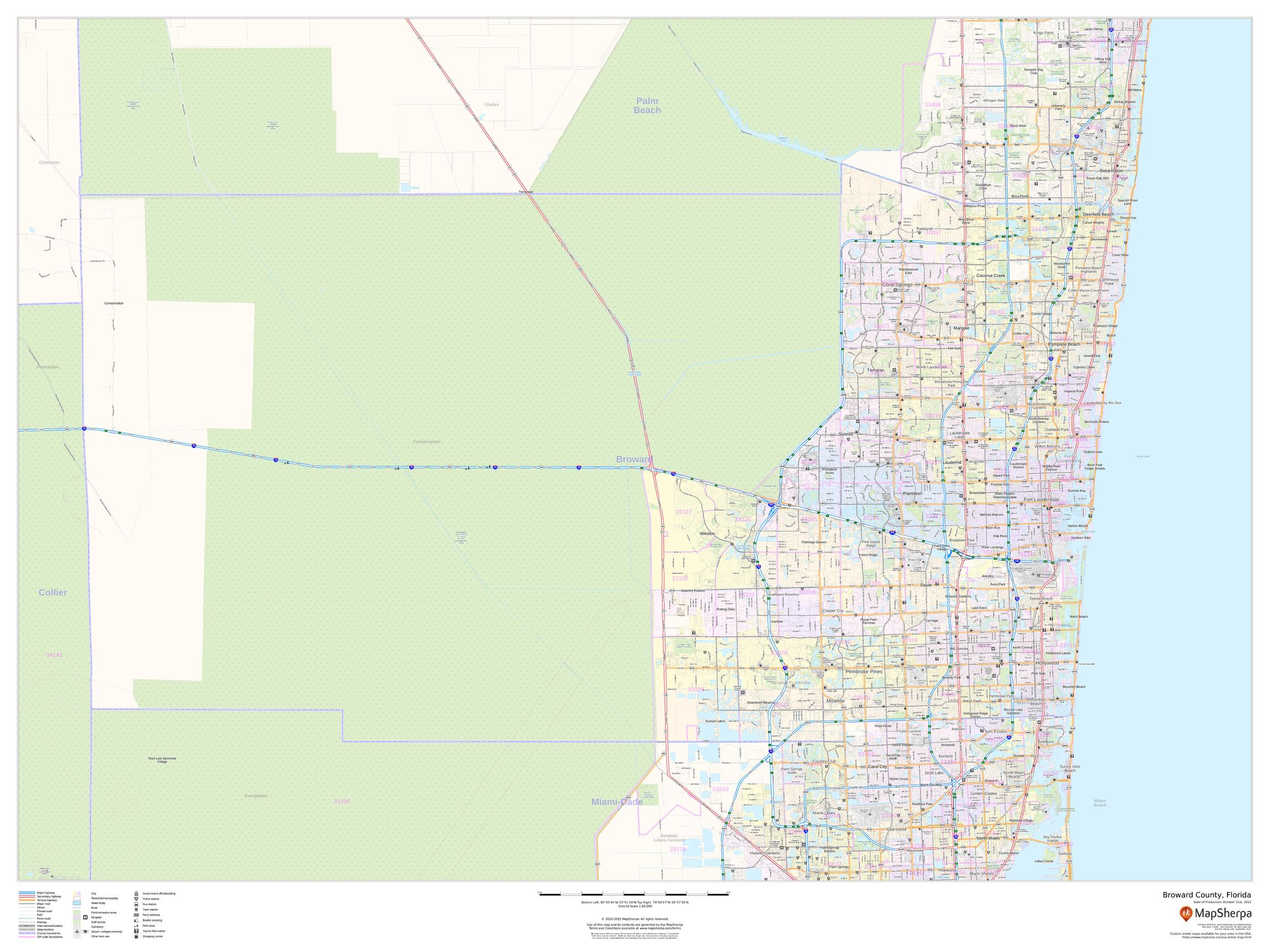 Broward County, Floridamapsherpa - The Map Shop throughout Map of Broward County in Florida