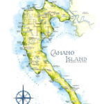 Camano Island Map Watercolor Illustration Island Stanwood Cama With Map Of Camino Island Florida
