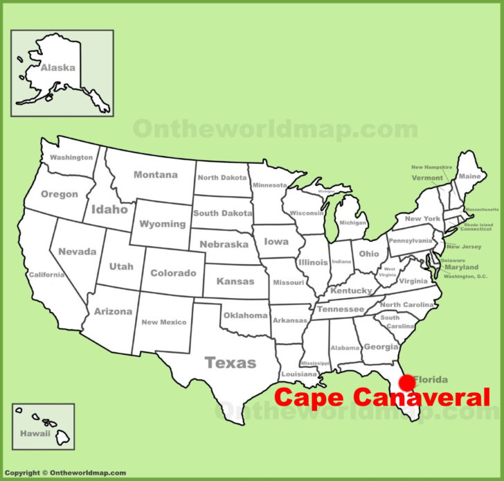 Cape Canaveral on Map of Florida