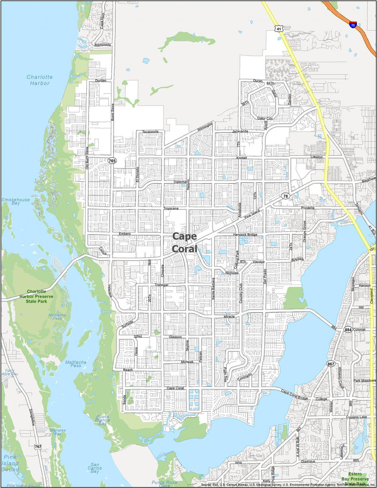 Cape Coral Florida Map - Gis Geography in Cape Coral Fl Map of Florida