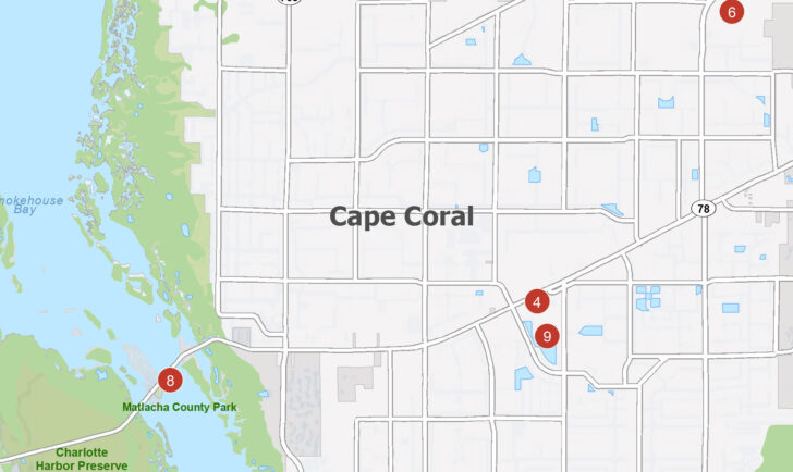 Map of Cape Coral in Florida