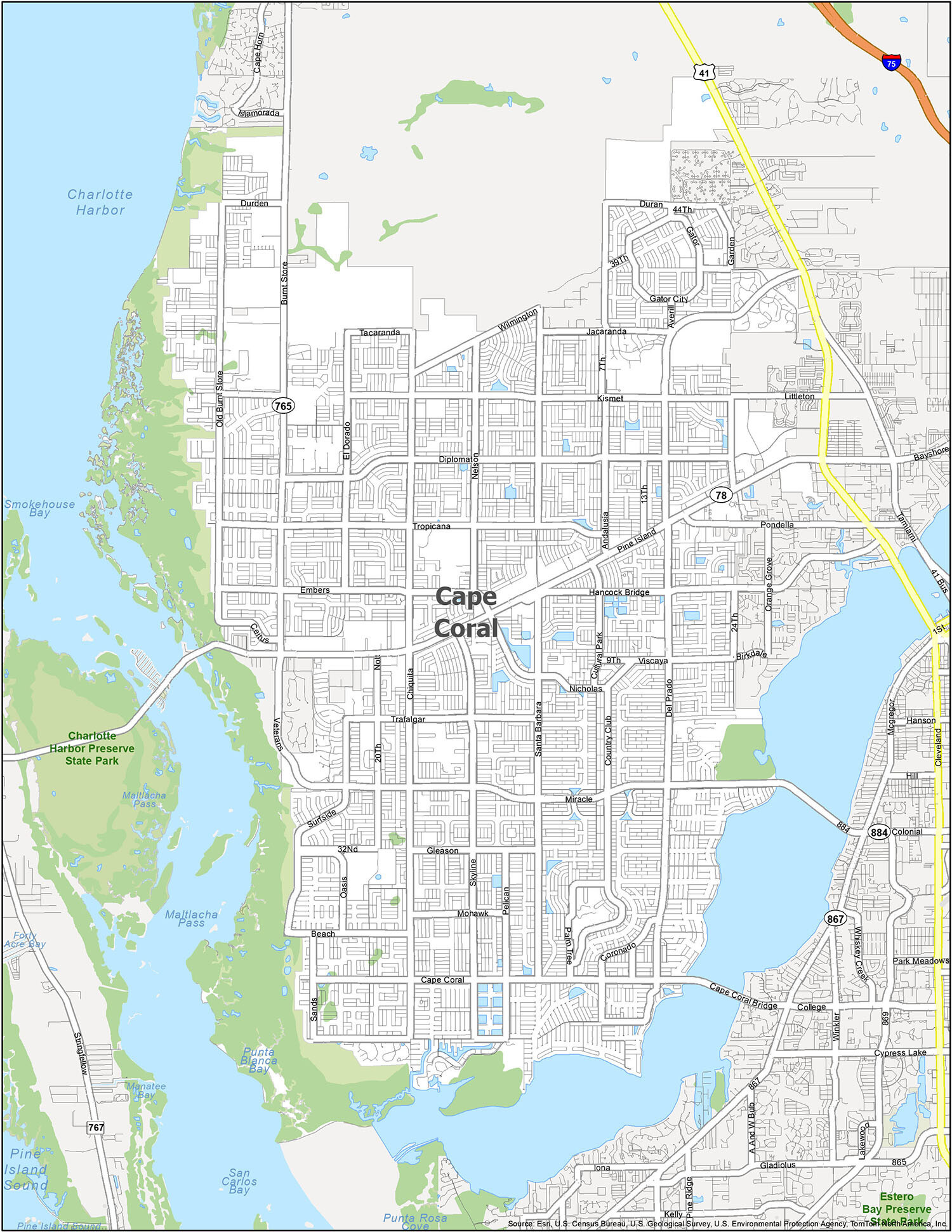 Cape Coral Florida Map - Gis Geography within City Map of Cape Coral Florida