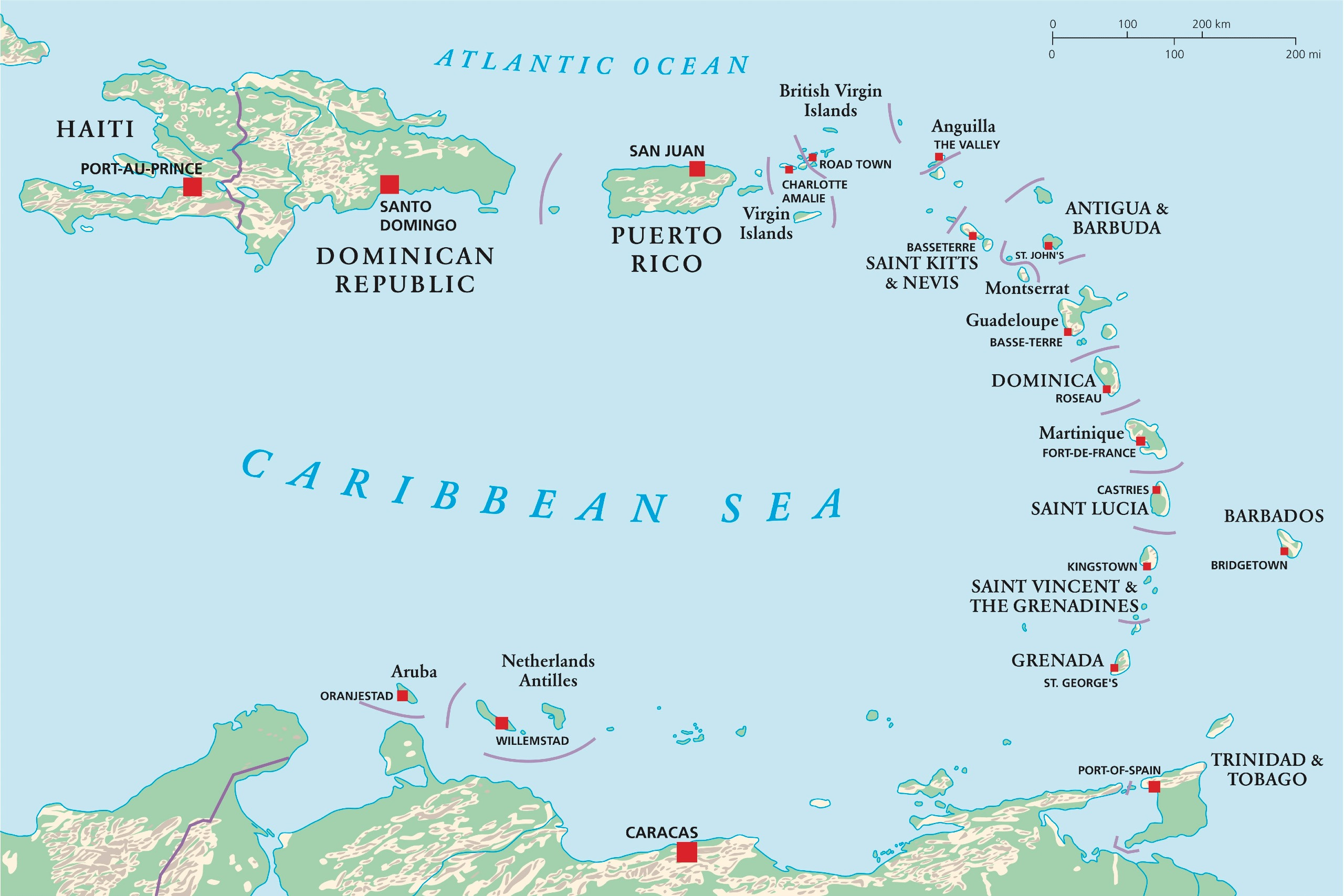 Caribbean Islands Map With Countries, Sovereignty, And Capitals with Map of Caribbean Islands and Florida