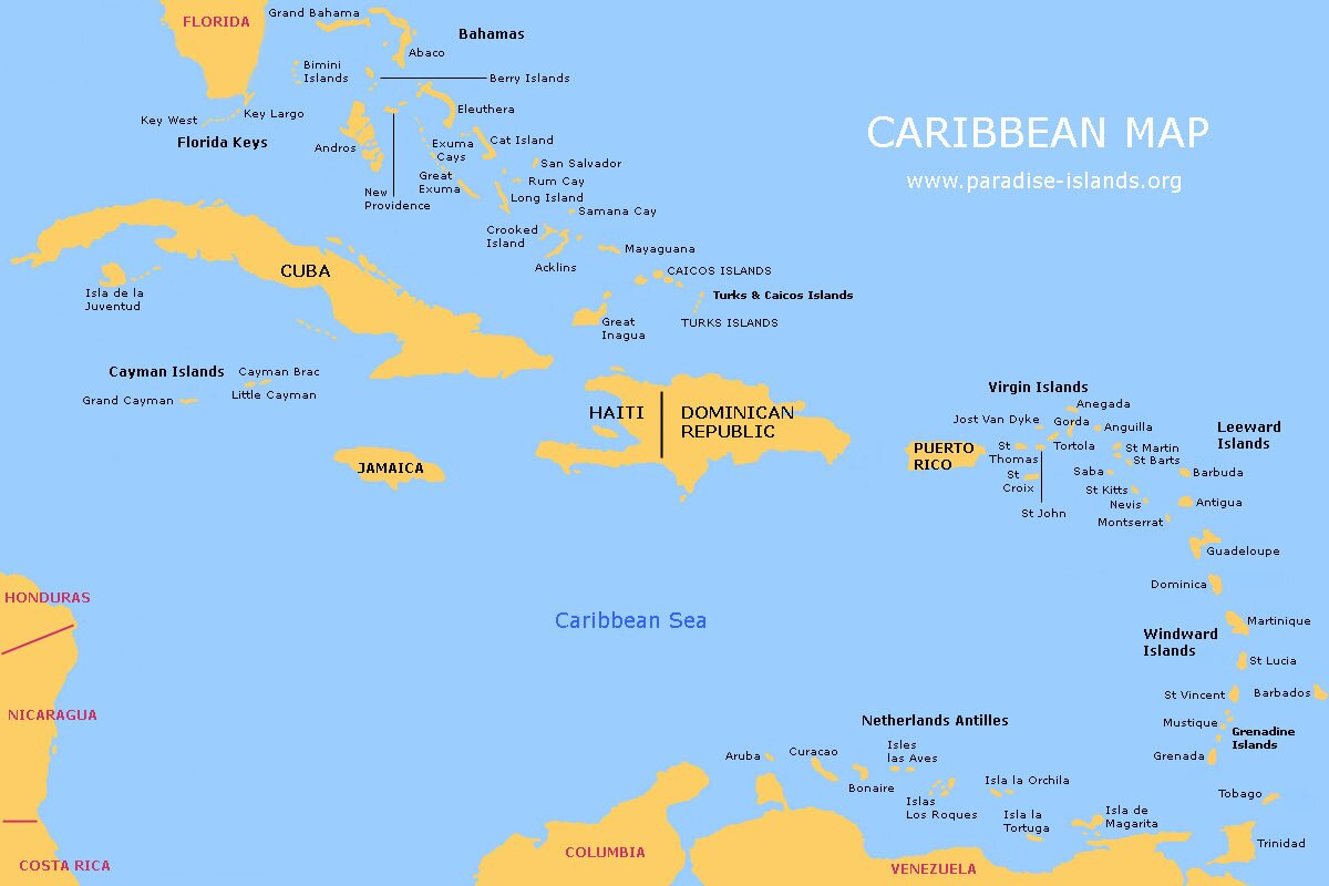 Caribbean Map | Free Map Of The Caribbean Islands with Map of Florida and Caribbean Islands