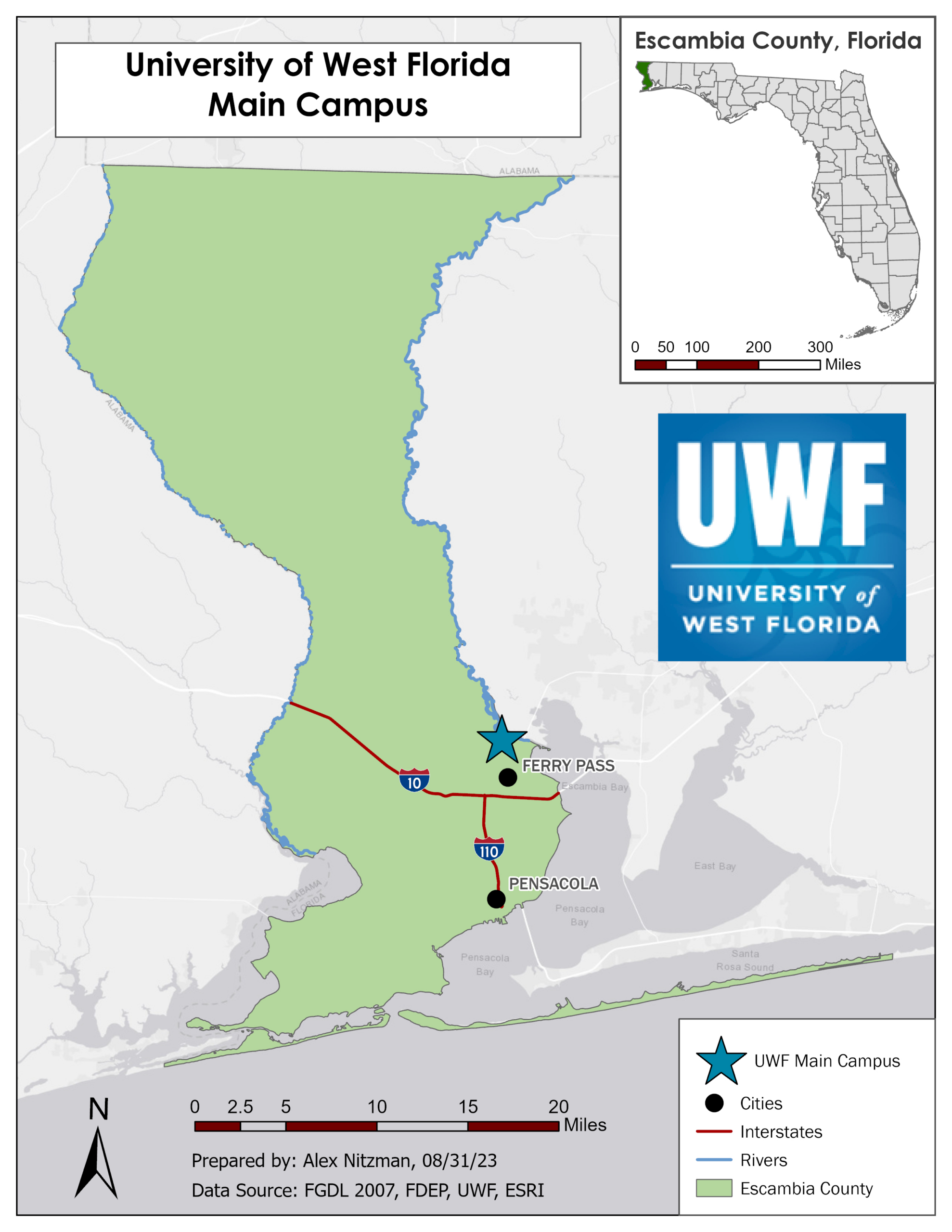 Cartography Overview – University Of West Florida Map – Aaroads pertaining to The University Of West Florida On Map