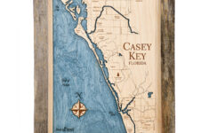 Casey Key Wall Art - Two-Level 3D Wood Map - Sea And Soul Charts regarding Map of Casey Key Florida