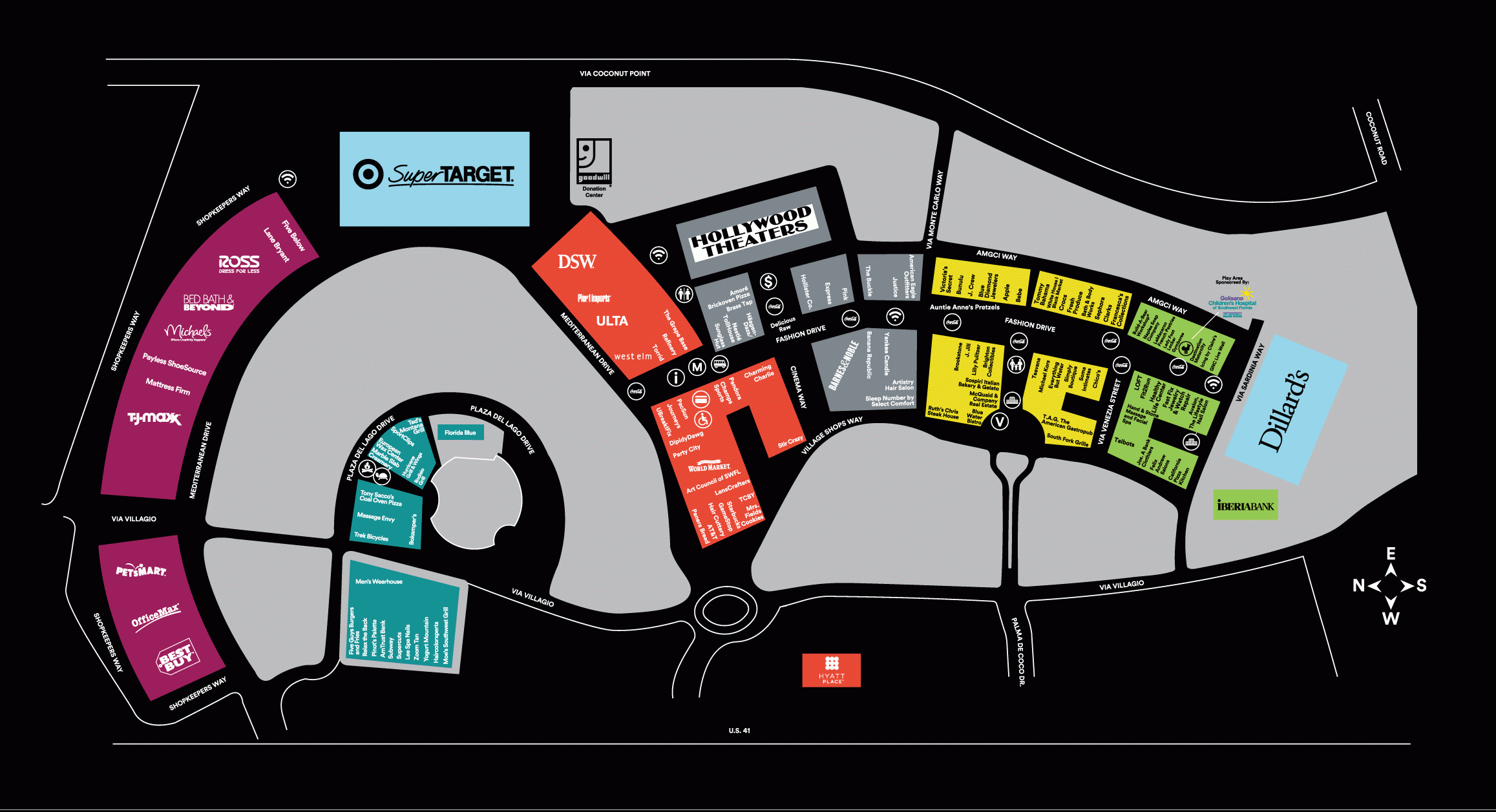 Center Map Of Coconut Point® - A Shopping Center In Estero, Fl - A for Map of Coconut Point Mall Estero Florida