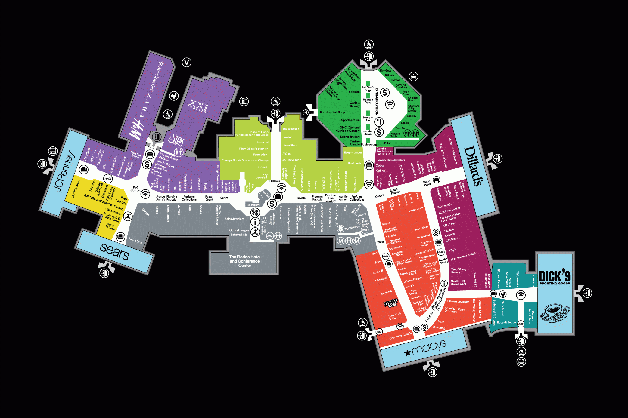 Center Map Of The Florida Mall® - A Shopping Center In Orlando, Fl intended for Florida Mall Map Of Stores