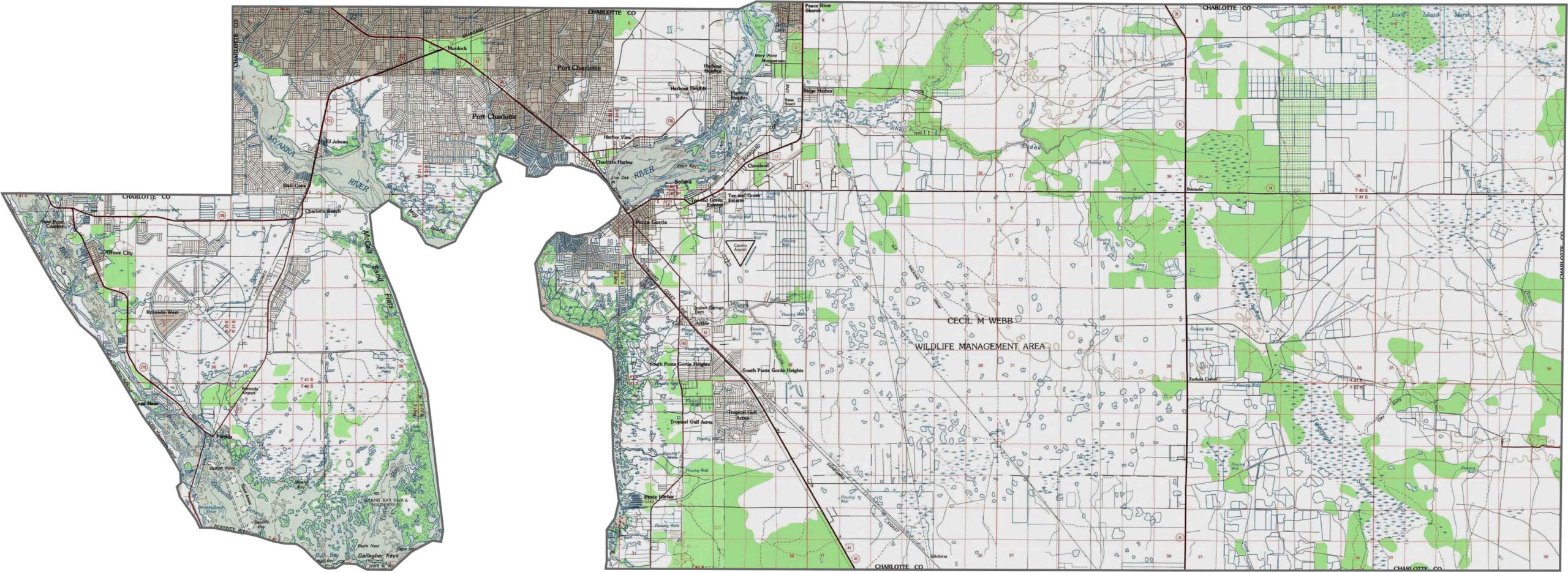 Charlotte County Map, Florida - Us County Maps inside Elevation Map Of Charlotte County Florida
