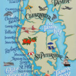 Clearwater Tampa St. Petersburg Florida Beach Map Print Art Decor Inside Map Of Tampa St Petersburg Florida