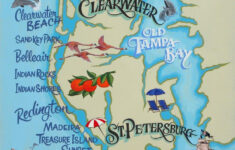 Clearwater Tampa St. Petersburg Florida Beach Map Print Art Decor inside Map Of Tampa St Petersburg Florida