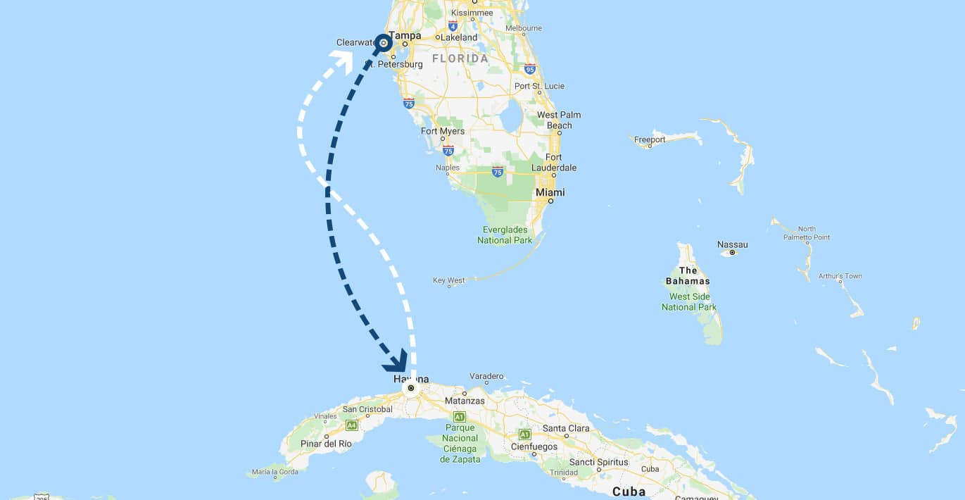 Clearwater To Cuba - Avalon Pontoon Boats within Map of Cuba to Florida