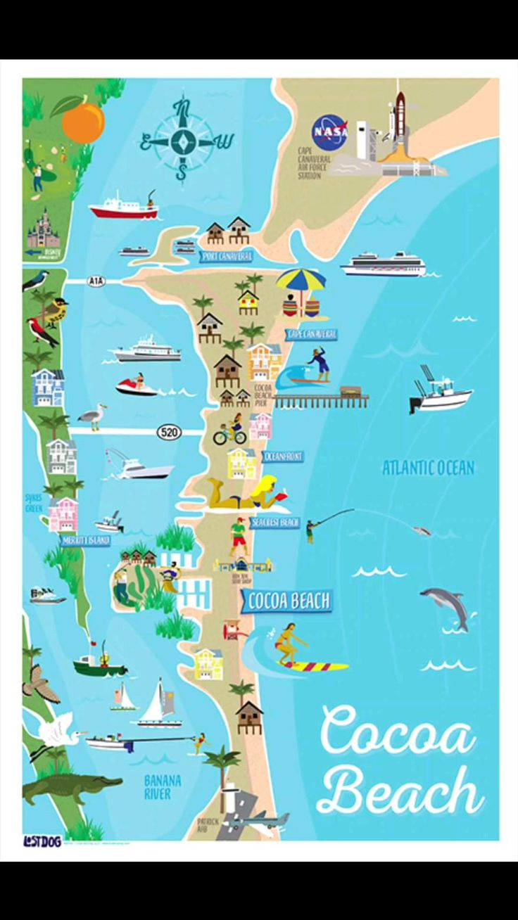 Cocoa Beach, Fl within Map Of Cocoa Beach Florida Area