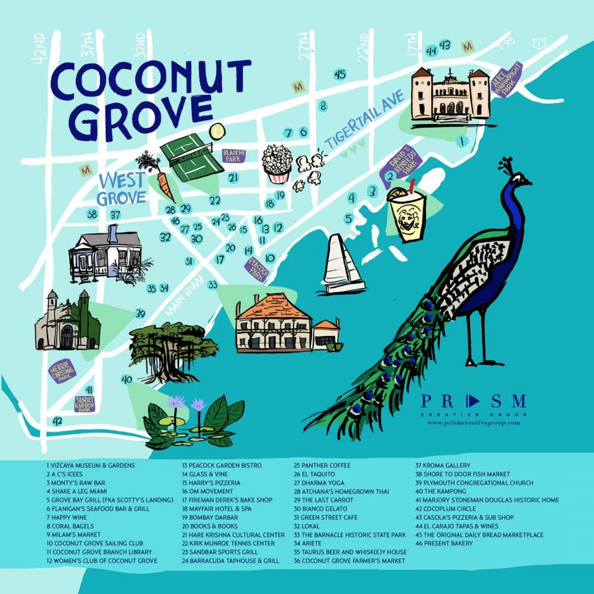 Coconut Grove Map Miami - Map Of Coconut Grove Miami (Florida - Usa) in Map of Coconut Grove Florida