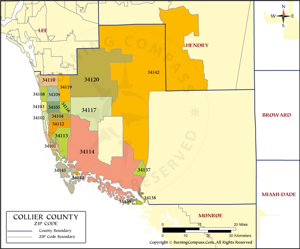 Collier County Zip Code Map intended for Map Of Collier County Florida With Zip Codes