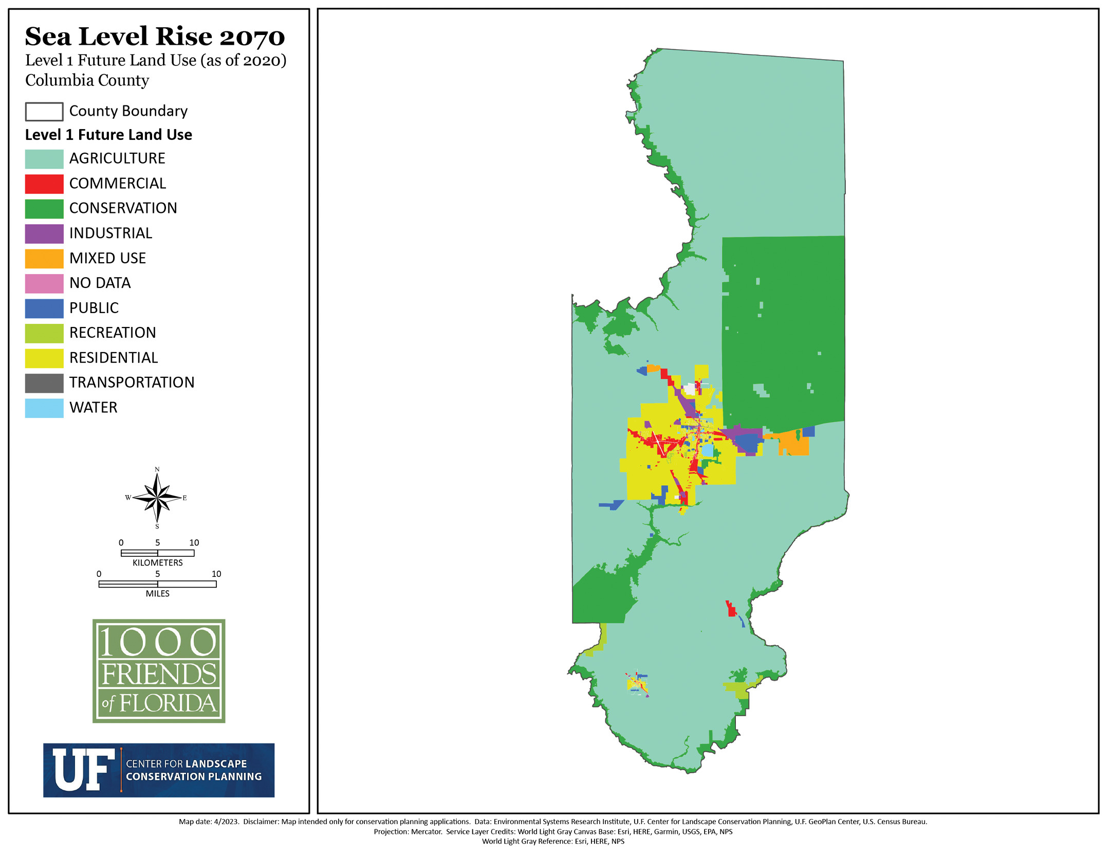 Columbia County Flum Maps - Sea Level 2040 pertaining to Map of Columbia County Florida