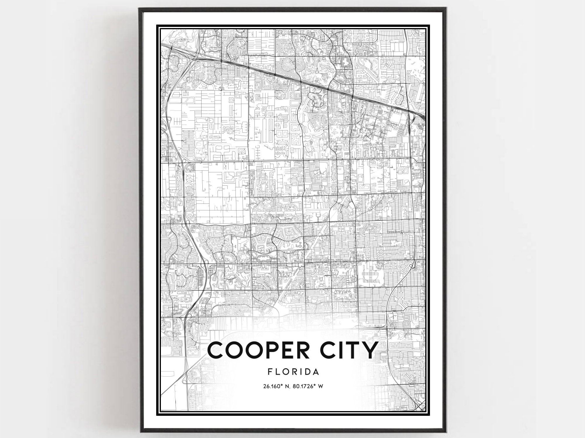 Cooper City Map Print, Cooper City Map Poster Wall Art, Fl City with regard to Map Of Cooper City Florida