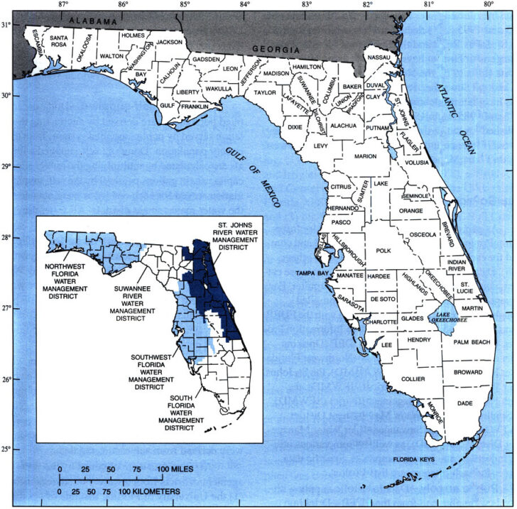 Map of Florida Water Management Districts