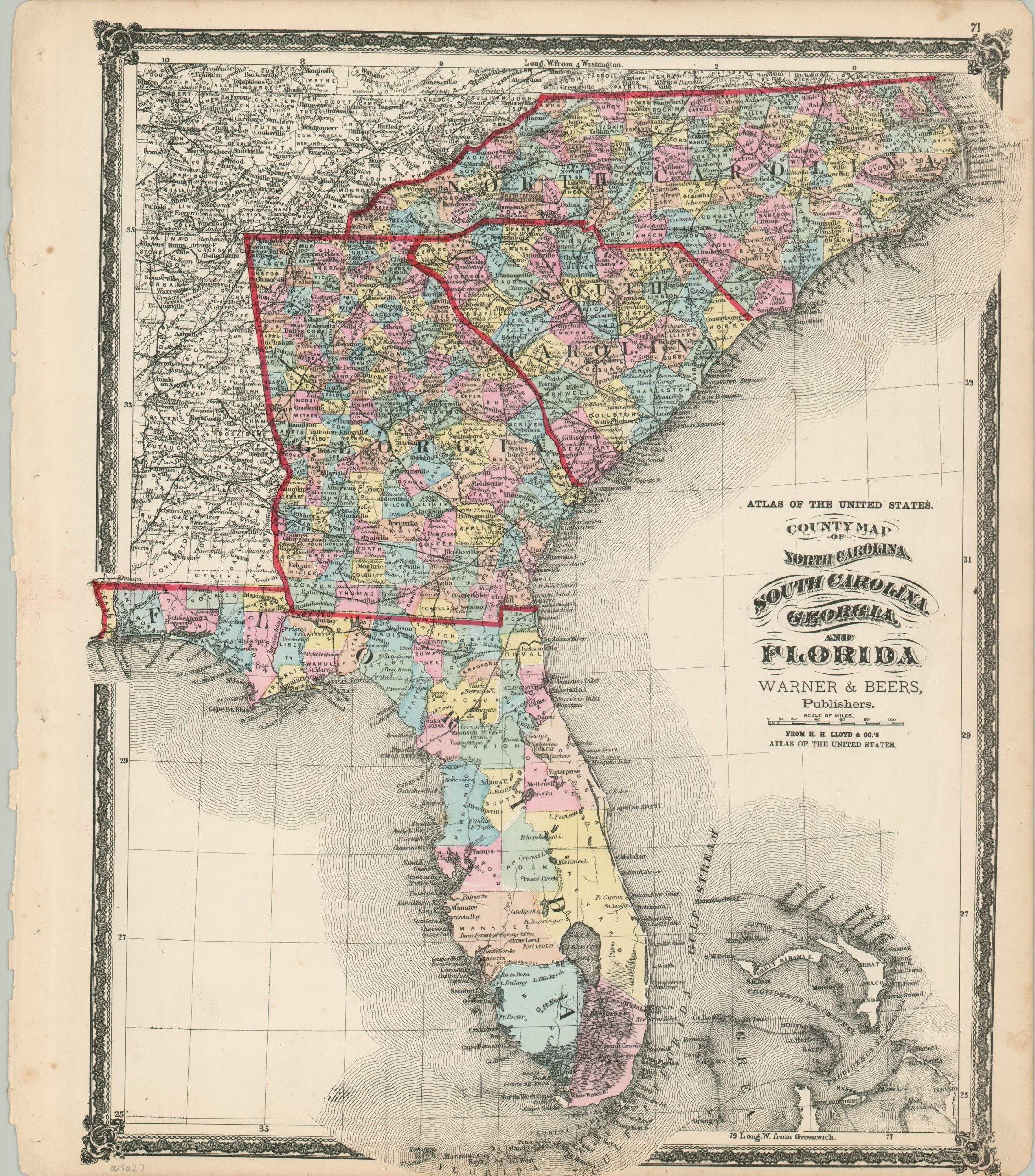 County Map Of North Carolina, South Carolina, Georgia, And Florida in Map Of South Carolina Georgia And Florida