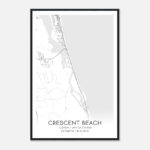 Crescent Beach Florida Map Poster, Modern Home Decor Wall Art Print    Custom Maps & Posters Intended For Map Of Crescent Beach Florida