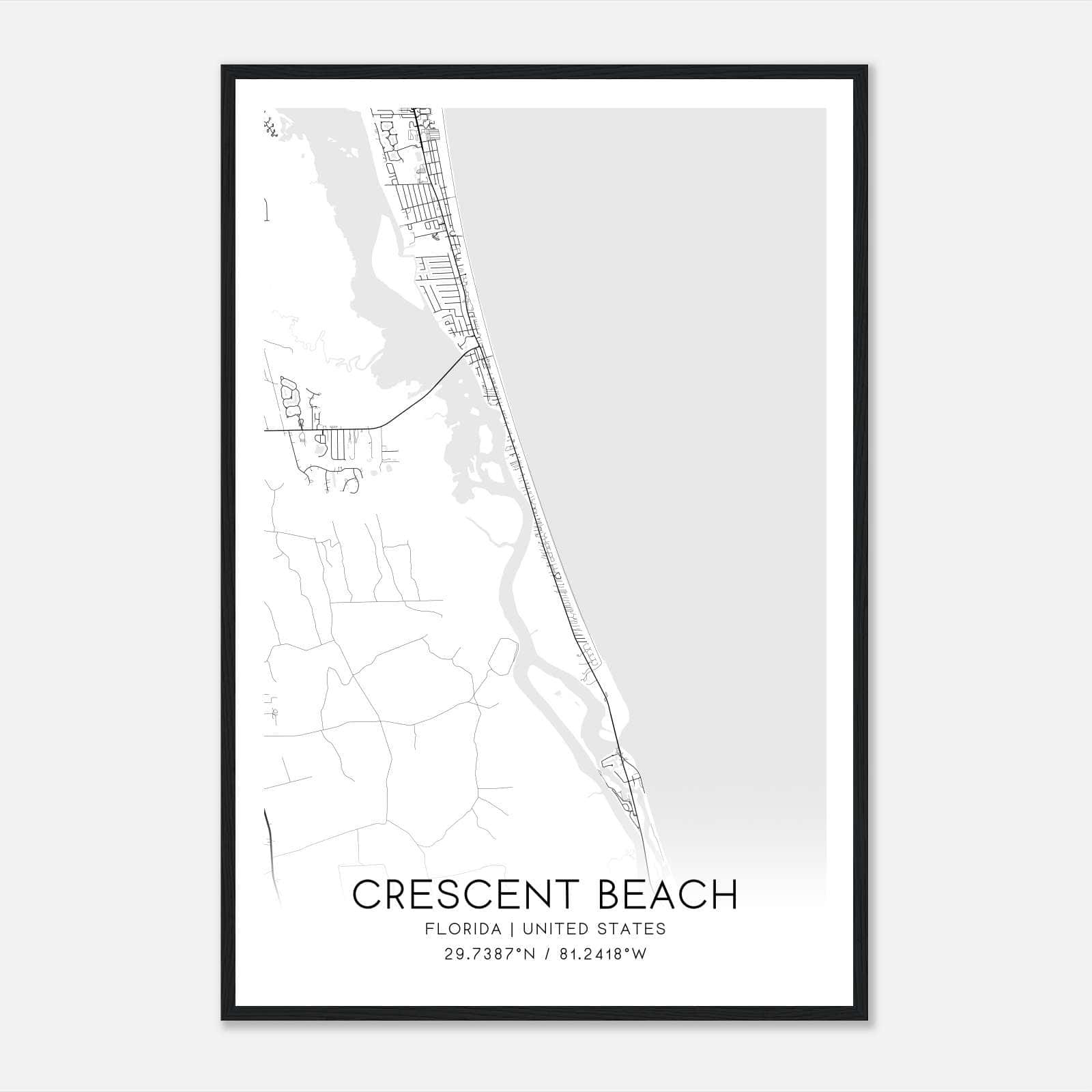 Crescent Beach Florida Map Poster, Modern Home Decor Wall Art Print - Custom Maps &amp;amp; Posters intended for Map of Crescent Beach Florida