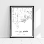 Crystal Beach Map Print Poster Canvas | Ontario Map Print Poster Within Map Of Crystal Beach Florida