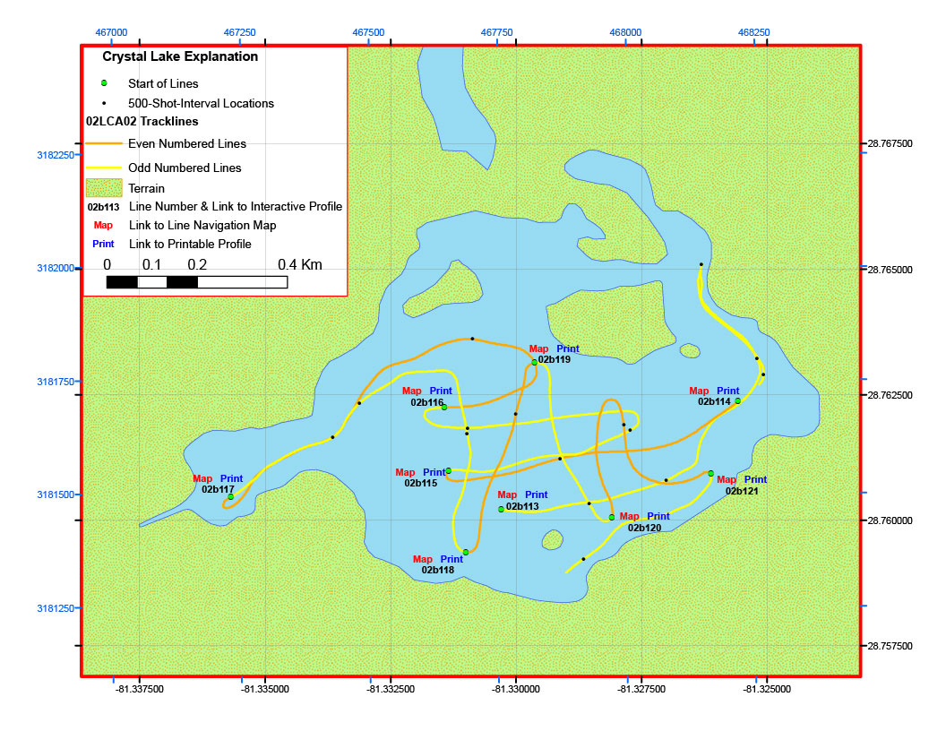 Crystal Lake Map - Archive Of Digital Boomer Seismic Reflection in Map of Crystal Lake Florida