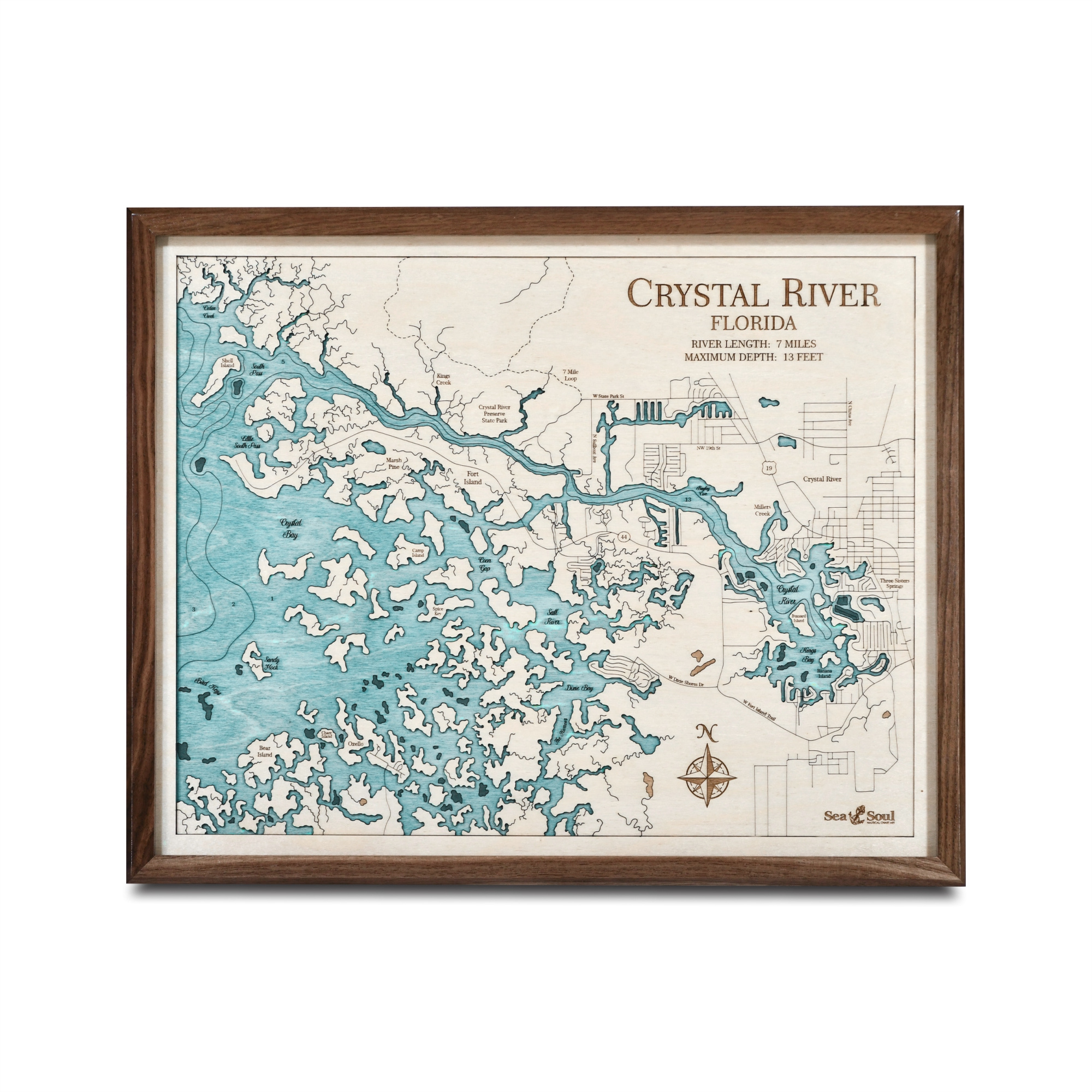 Crystal River Wall Art - 2 Level - Sea And Soul Charts inside Map Of Florida Crystal River