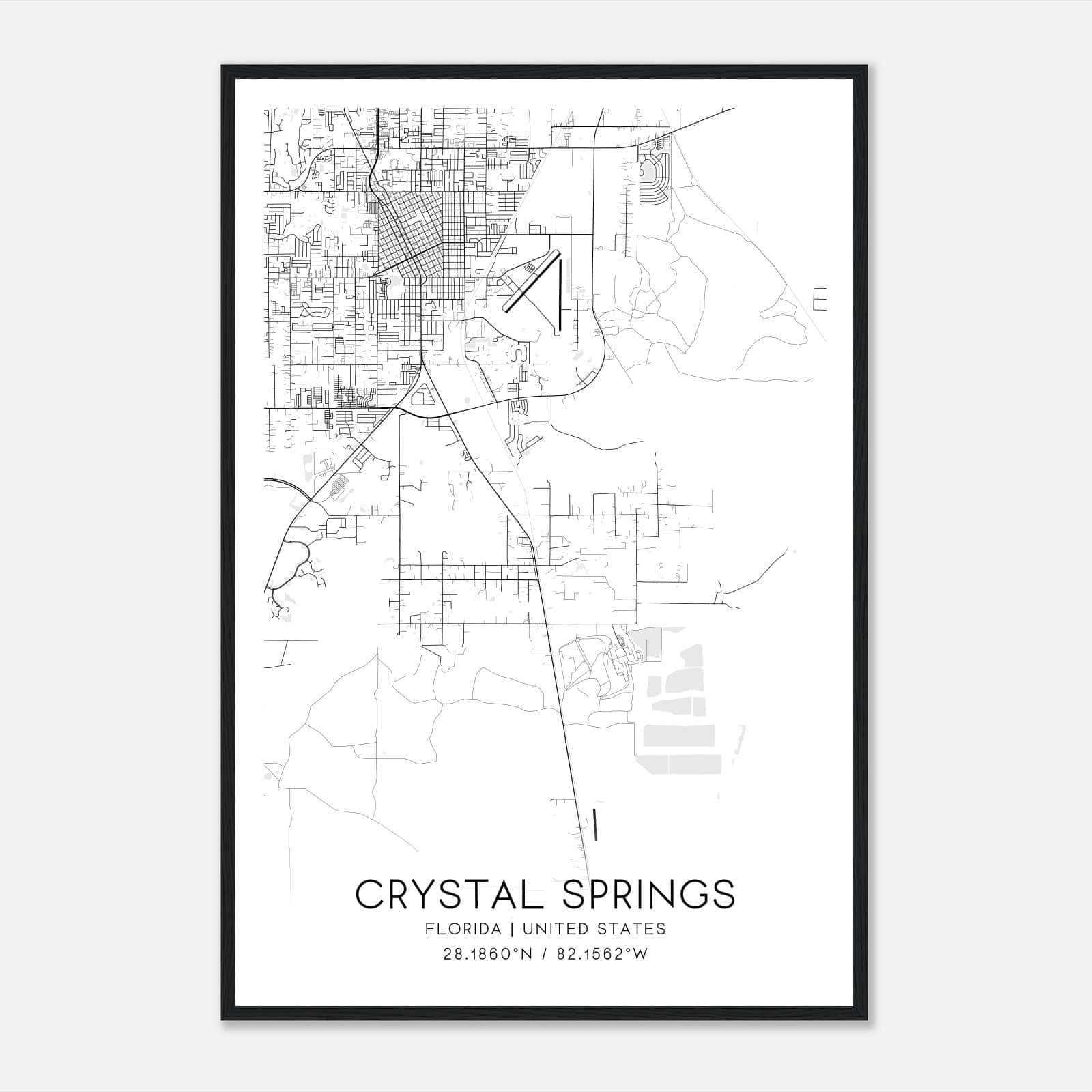 Crystal Springs Florida Map Poster, Modern Home Decor Wall Art Print - Custom Maps &amp;amp; Posters with regard to Map of Crystal Springs Florida