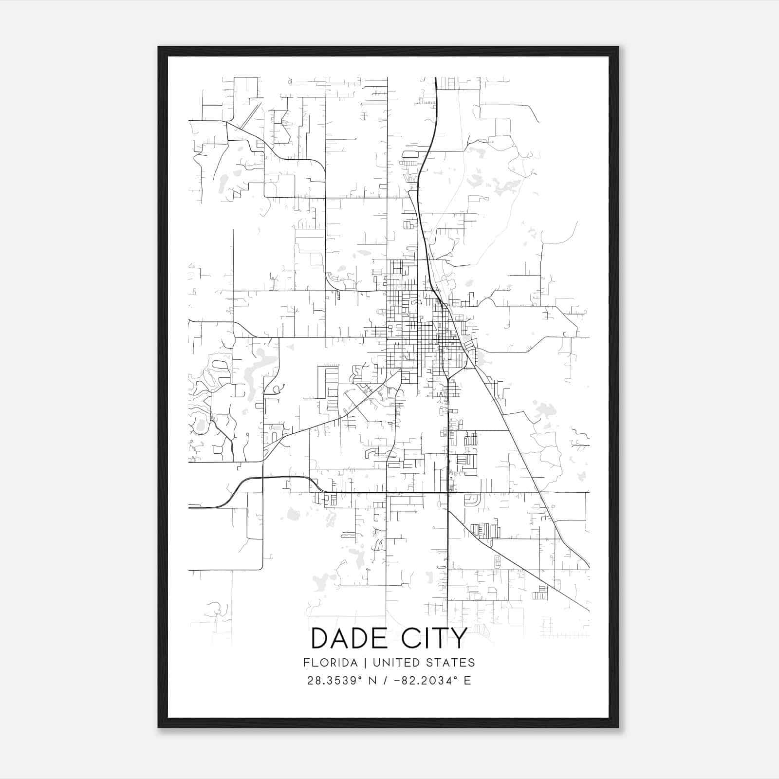 Dade City Florida Map Poster, Modern Home Decor Wall Art Print - Custom Maps &amp;amp; Posters pertaining to Map Of Florida Dade City