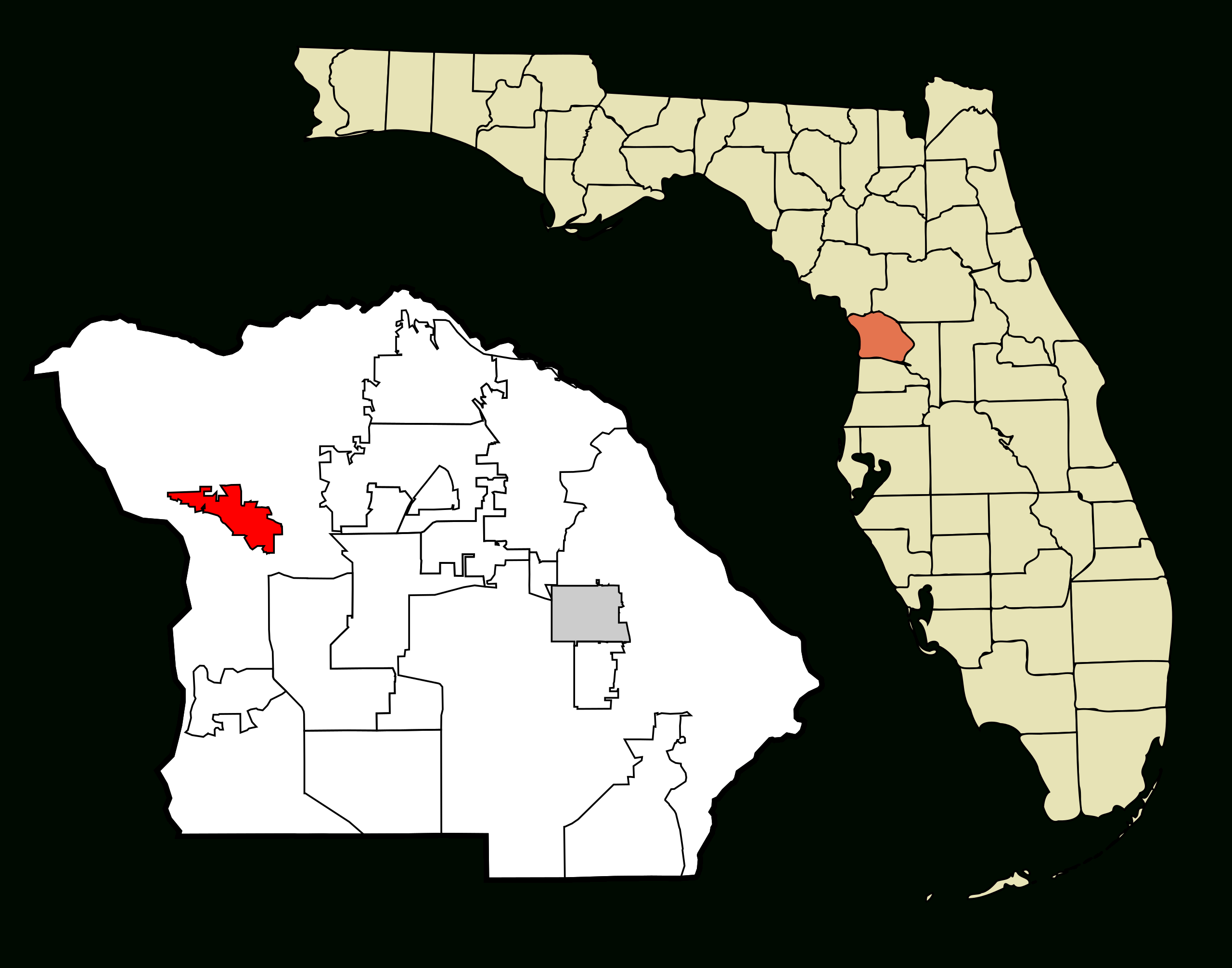 Datei:citrus County Florida Incorporated And Unincorporated Areas with Map of Florida Citrus County