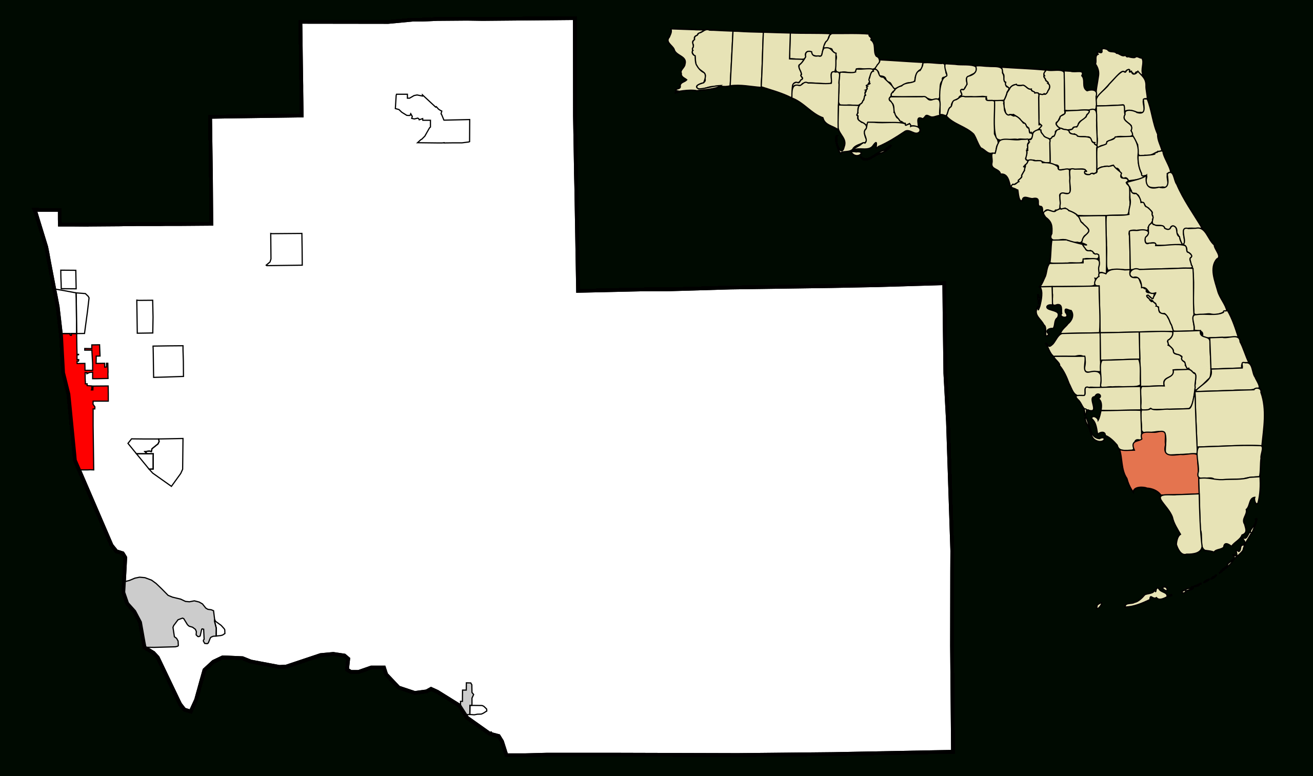 Datei:collier County Florida Incorporated And Unincorporated Areas inside Map Of Florida Showing Naples